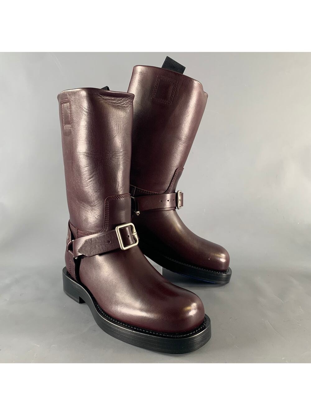 BURBERRY Size 7.5 Burgundy Leather Pull On Boots